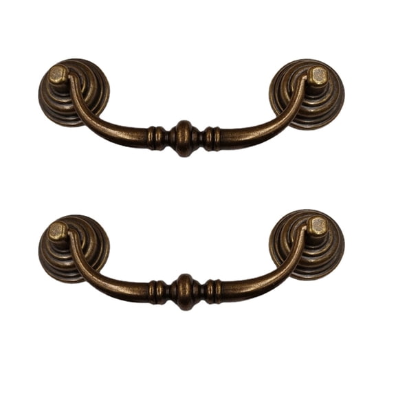 BE-TOOL 2Pcs Vintage Drawer Pulls Handles Dresser Drawer Handle for Home Cabinets Office Desk (Brass)