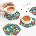 thumbnail image 7 of Pofeuu Pineapple Print Leather Coasters Set of 6, Round Cups Mugs Mat Pad for Home Kitchen Heat Resistant Drink Coasters,Hexagon, 7 of 7