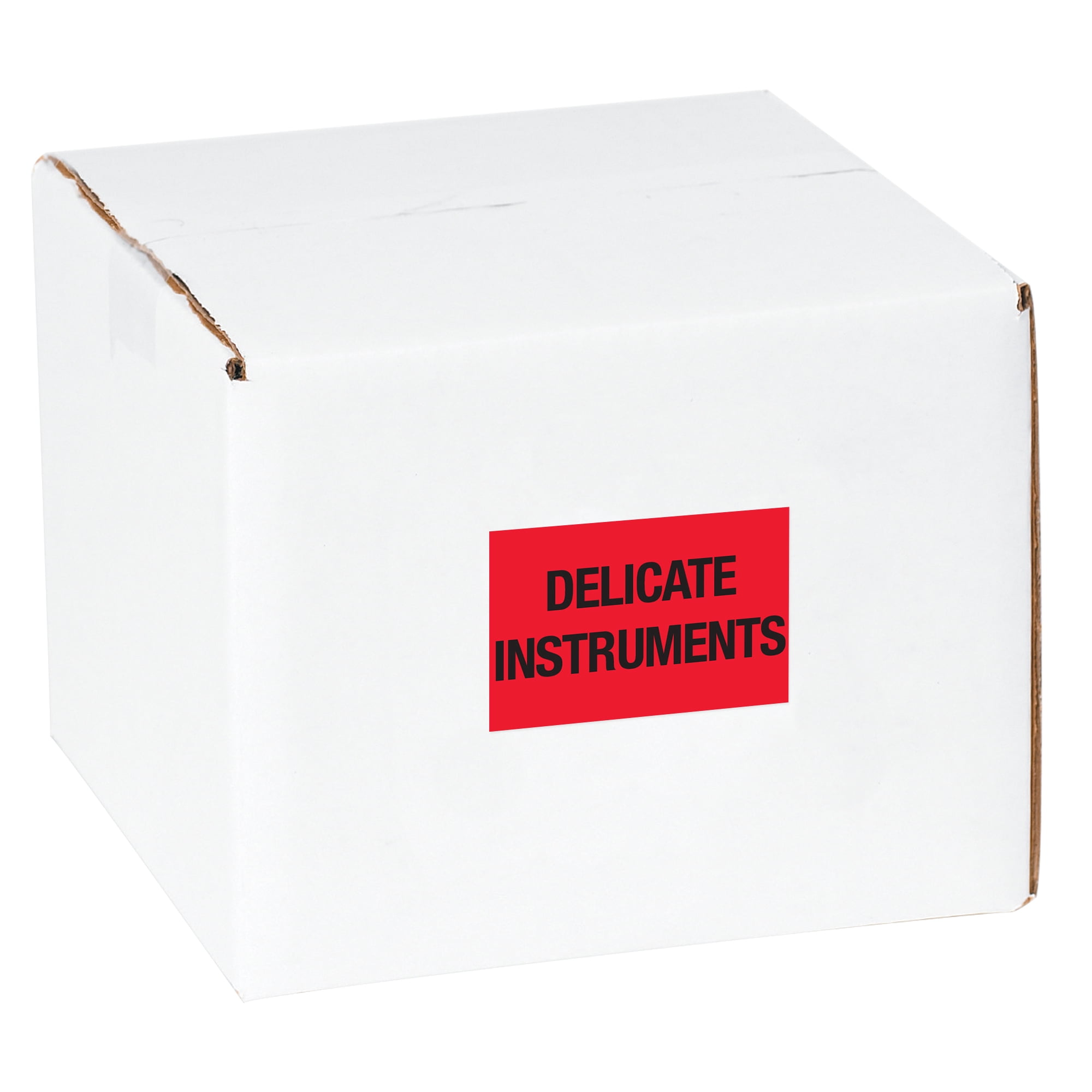 Tape Logic® Preprinted Shipping Labels, DL1079, Delicate Instruments, Rectangle, 2" x 3", Fluorescent Red, Roll Of 500