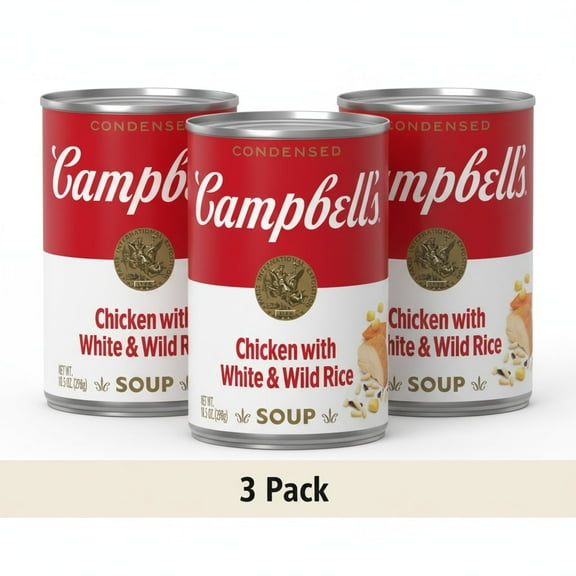 Campbell's Condensed Chicken and Rice Soup with White and Wild Rice, 10.5 oz Can (Pack of 3)