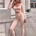 thumbnail image 4 of Conjunto De Ropa Deportiva Con Cuello En V Conjunto De 2 Piezas Acanalado Que Absorbe La Humedad Bodycon Casual Outfit Chándal Para Gimnasio ANGGREK Ropa, 4 of 6