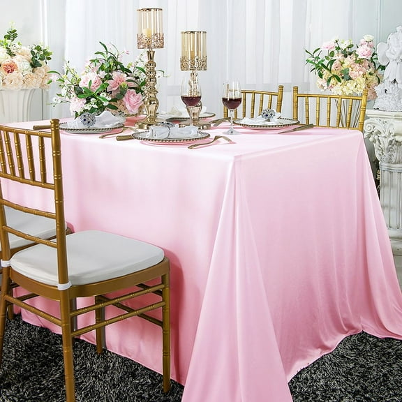Wedding Linens Inc. Wholesale Scuba Wrinkle Free 54" x 96" Rectangular Table Cover Tablecloth - Pink