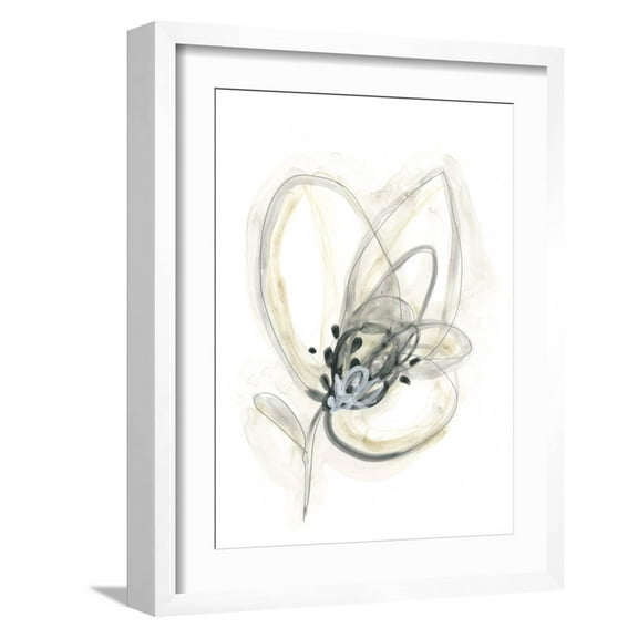 Art.com Monochrome Floral Study V Art Print by June Vess, White Frame Wall Art, 17" x 21"
