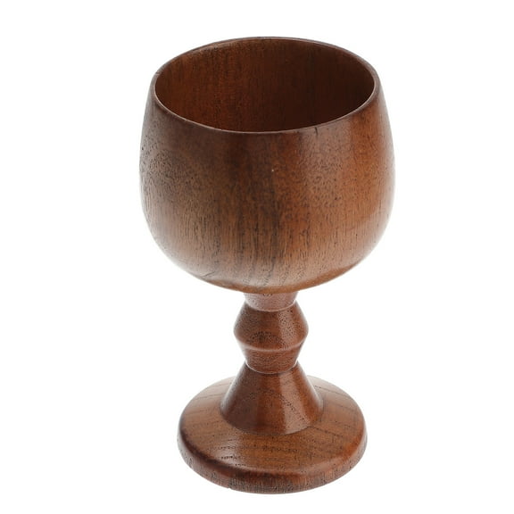 KALLORY  Goblet Wood Wooden Wine Cup Hand- Made Glasses Banquet Brown