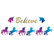 Sparkle Glitter Unicorn Party 16pc Streamer, 12' Decoration Banner, 12 Kits