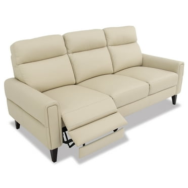 Embrace Mid-Century Modern 78" Power Recliner Sofa in Waxy Cream Leather