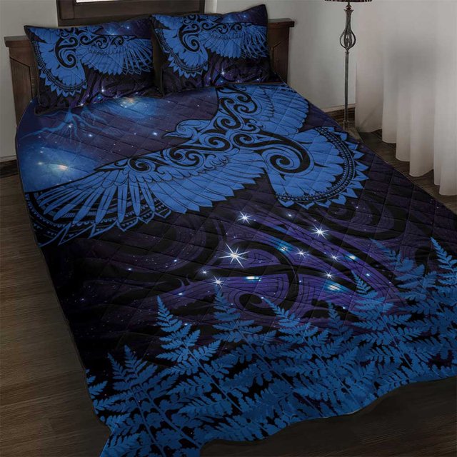 Nueva Zelanda Kea Bird Juego de Cama Edredón Tatuaje Maorí y Helecho Plateado Estilo Matariki