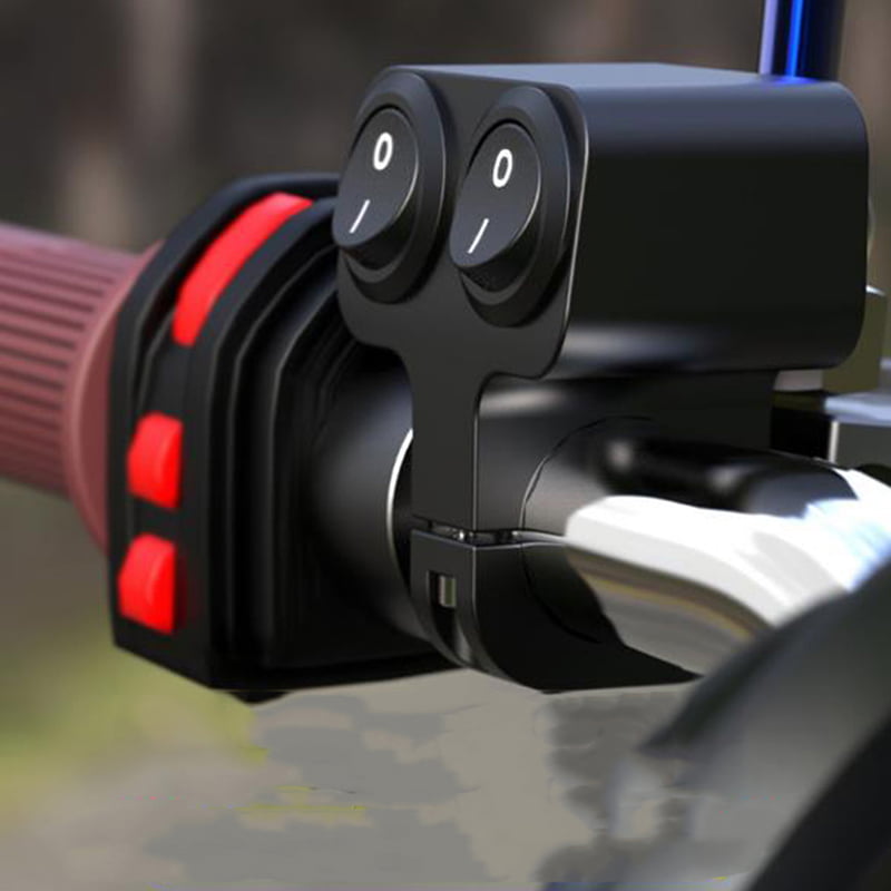 CNC Motorcycle ATV Bike Handlebar Headlight Fog Light Horn Dual Button Switch 