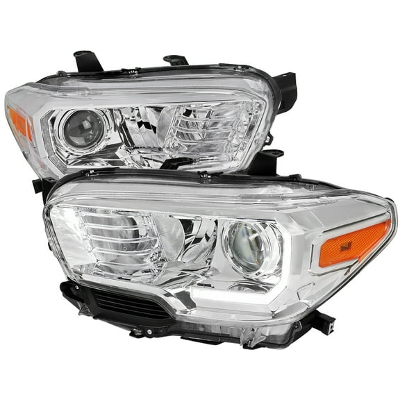 LED Bar Projector Headlight (Chrome Housing/Clear Lens) Made for and Compatible with 2016-2023 Toyota Tacoma