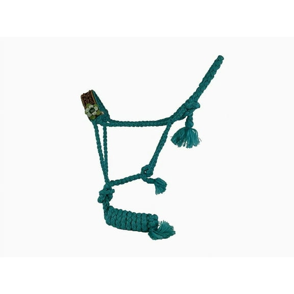 Showman Teal Nylon Mule Tape Halter w/ 3D Flower Accent