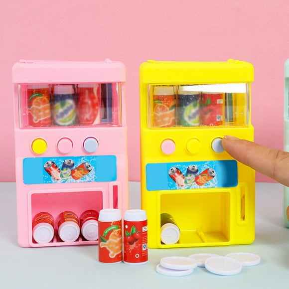 Flmtop Kids Simulation Vending Machine with Coins Drinks Pretend Play Education Toys
