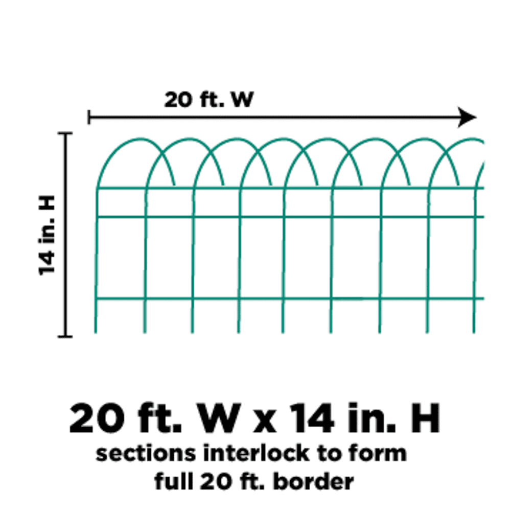 Panacea Set of 6 Green Wire Garden Edging Fence Roll, 14" x 20' Long, Border Edging