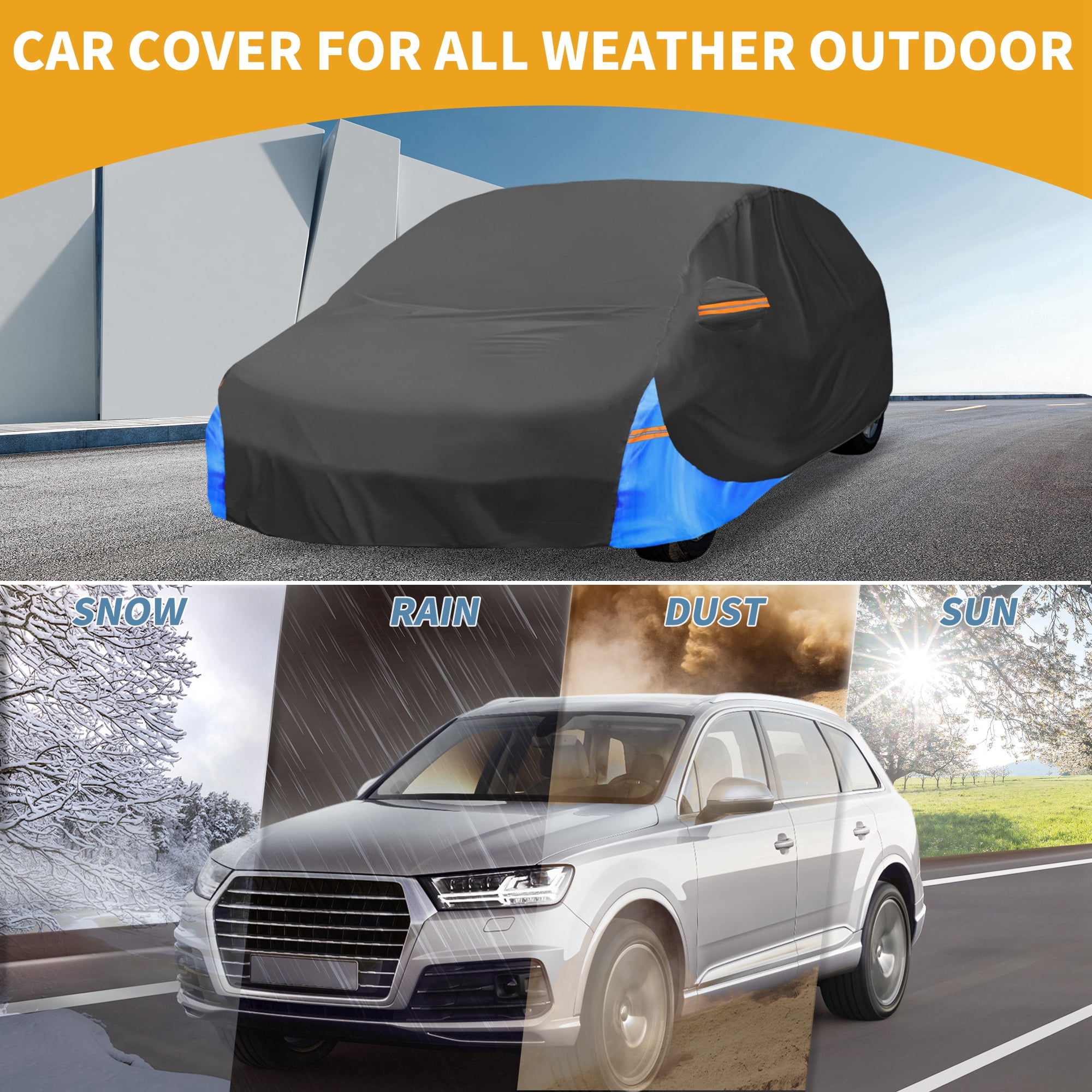 Unique Bargains Car Cover Right Side Zipper 175.2"x68.9"x51.18"