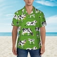 thumbnail image 6 of Picia Cows With Calfs Green Gentle Cotton Regular Fit Short Sleeve Casual Hawaiian Shirt for Men-X-Large, 6 of 9