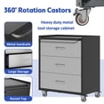 thumbnail image 3 of DKYNDSYN 3-Drawer Rolling Tool Cabinet with 360° Casters, Metal Garage Storage Cart with Handles, 29.5x16.5x34.6 inches, 500 lbs Capacity, Assembly Required, Black/Gray, 3 of 7