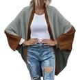 thumbnail image 1 of LinYooLi Women's Chunky Cardigan Fall Oversized Open Front Color Block Batwing Long Sleeve Knit Sweaters Cardigan Wrap, 1 of 5