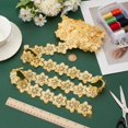 thumbnail image 4 of US 3.8~4 Yards Double Layer Oranganza ABS Beads Flower Lace Trim Ribbon for Garment Accessories Gift Decoration Yellow 1-3/4 inch(45mm), 4 of 8