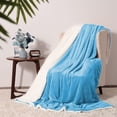 thumbnail image 2 of Moonlight20015 Sherpa Blanket Fluffy Plush Ultra-Soft Bed Blanket Reversible Twin Size Light Blue Color, 2 of 8