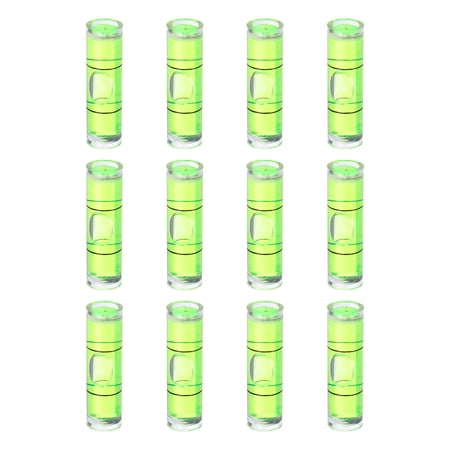 Uxcell 12pcs Cylindrical Bubble Spirit Level Vials 10x35mm Mini Horizontal Bubble Spirit Level Little Measuring Layout Tools for Industrial Carpentry Picture Frame, Green