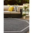 thumbnail image 4 of Unique Loom Outdoor Border Collection Area Rug - Soft Border (5' 3" Octagon Black/Ivory), 4 of 11