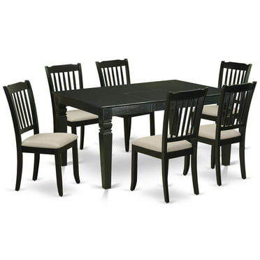 East West Furniture Weston 7-piece Wood Dinette Table and Chair Set in Black