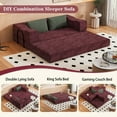 thumbnail image 5 of 80" Convertible Couch Bed with 2 Pillows, 3-Seat Folding Floor Couch & King Size Bed Mattress, DIY Combination,Chenille,Burgundy, 5 of 18