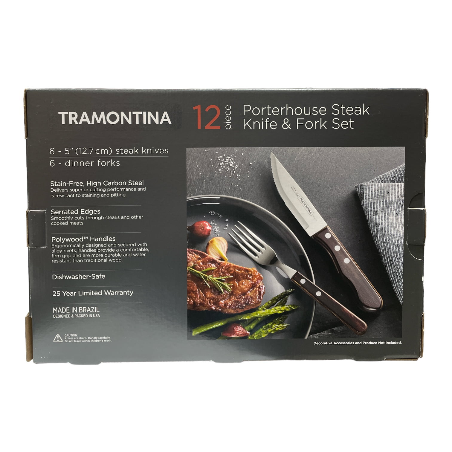 6 Piece Porterhouse Steak Knife Set Tramontina High Carbon Steel