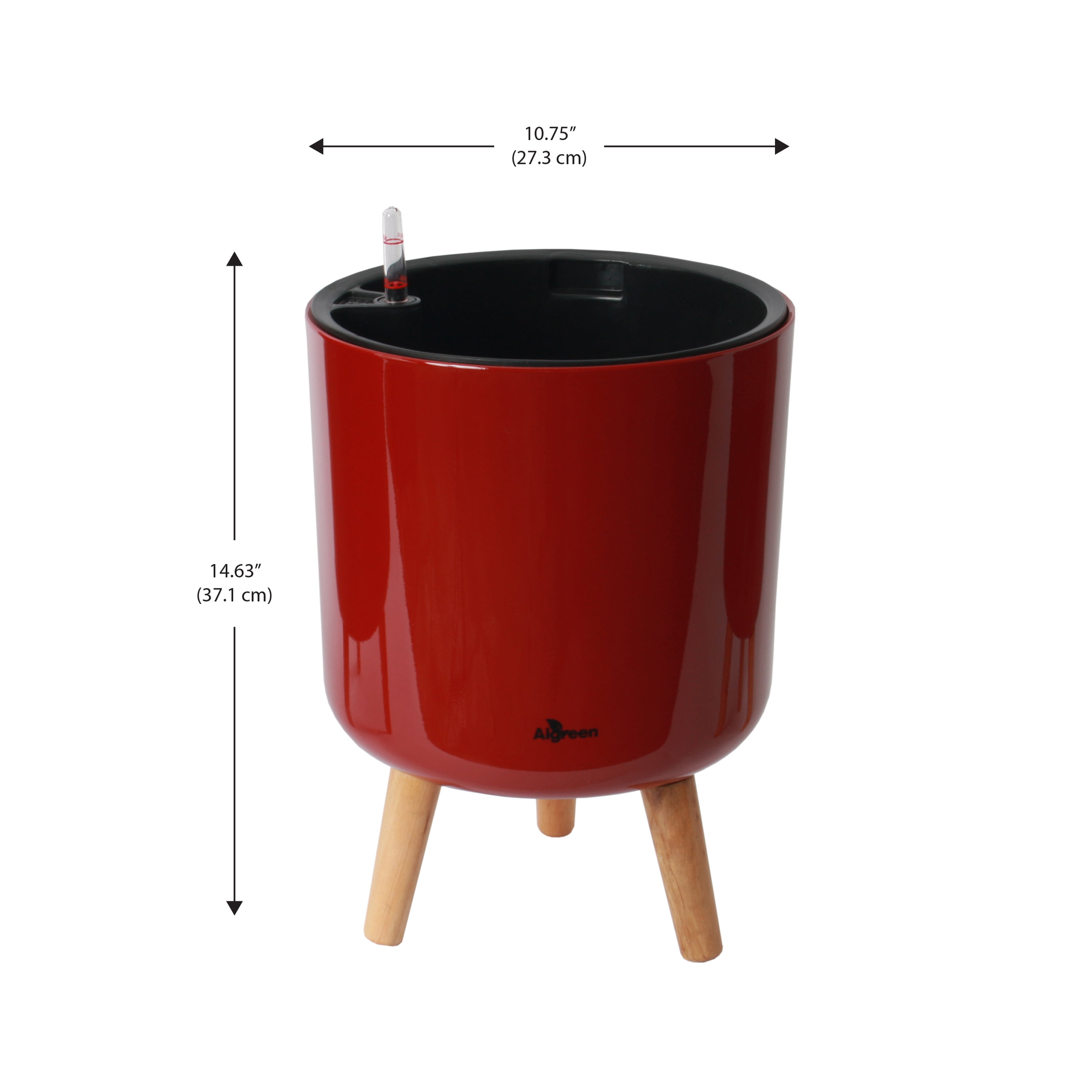 Algreen Modena 10.7" Self-Watering Planter with Stand, Gloss Red