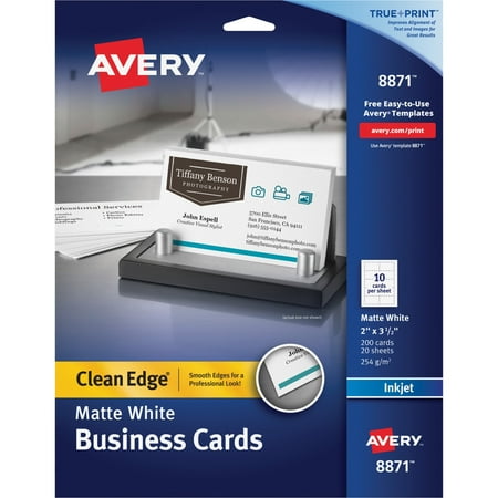 - Avery True Print Clean Edge Business Cards, Inkjet, 2 x 3 1/2, White, 200/Pack