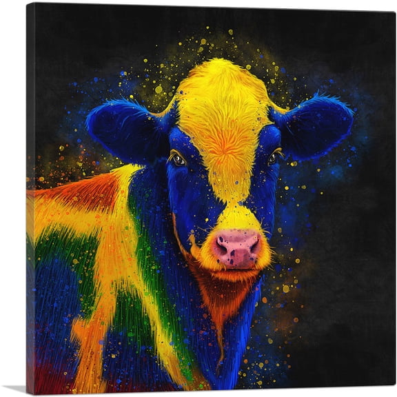 ARTCANVAS Cow Cattle Farm Animal Canvas Art Print - Size: 12" x 12" (0.75" Deep)