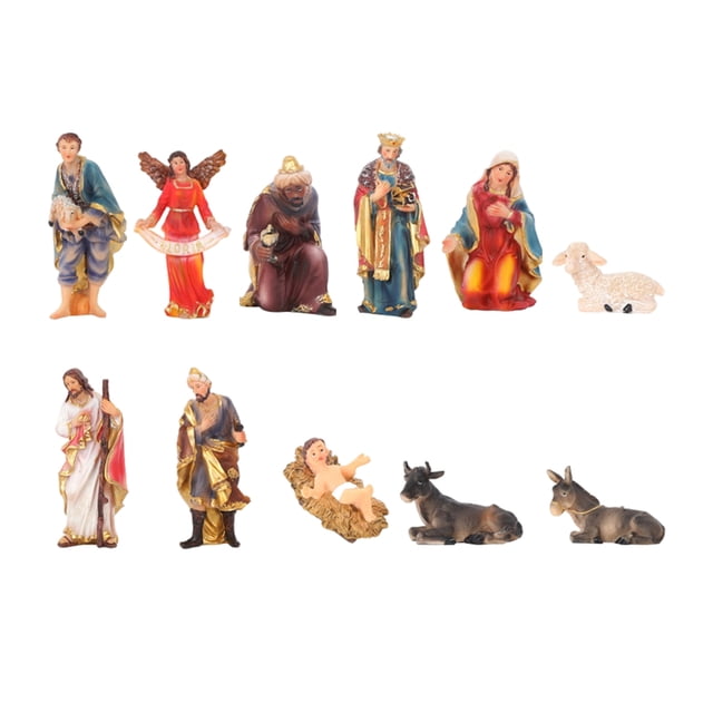 11 piezas de pesebre navideño, juego de pesebre, figuras de Jesús - Decoraciones navideñas Sunnimix Estatua de la figura de la natividad