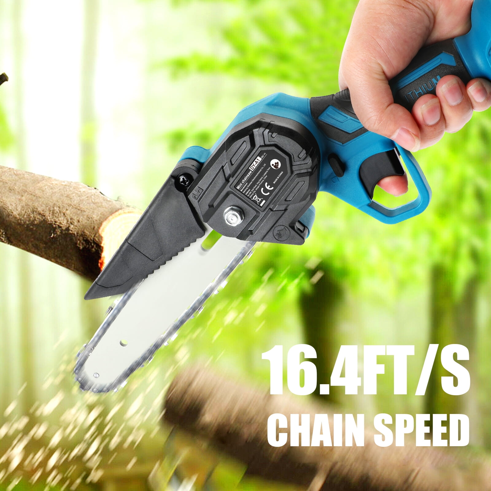 Mini Chainsaw, 4 & 6-inch Cordless Chain Saw with 2 Batteries 4 Chains, Electric Brushless Chainsaw with Security Lock, Handheld Power Chainsaw for Tree Pruning, Gardening, Wood Cutting