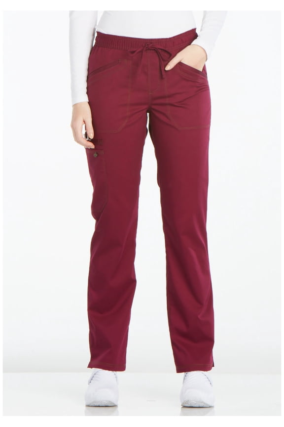 Essence Medical Scrubs Pant for Women Mid Rise Straight Leg Drawstring DK106, XXS, Wine