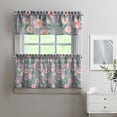thumbnail image 2 of Pioneer Kitchen Curtains and Valance Set 24 Inch Tier Pink Peony Flowers with Leaves Curtains Small Drapes for Cafe Living Room Bathroom Farmhouse 3 Pieces Set Rod Pocket, 2 of 6