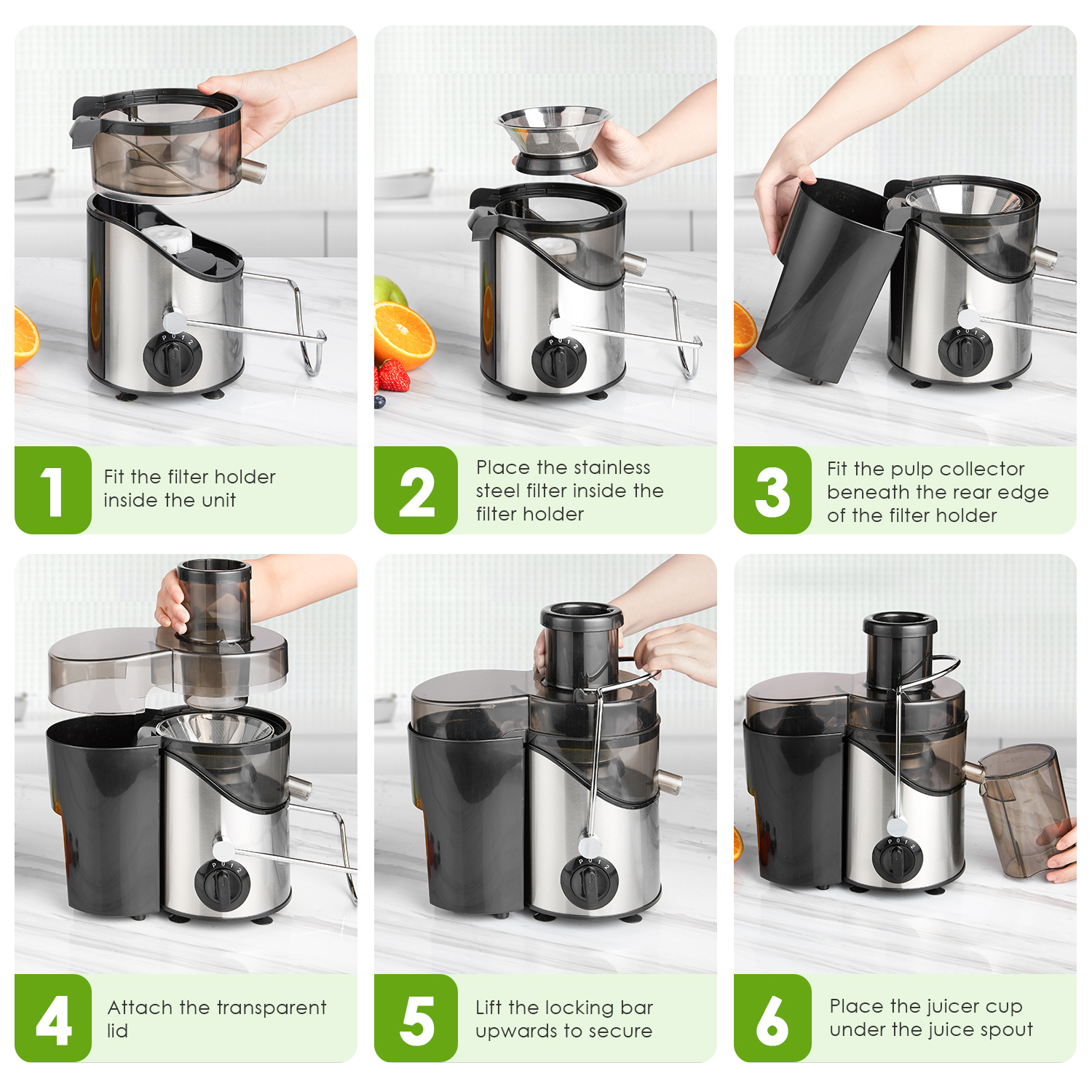 Juicer Extractor Easy Clean, 3 Speeds Control, Stainless Steel BPA Free - image 3 of 9
