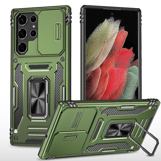 Armor Magnetic Ring Stand Compatible Samsung Galaxy S23 Ultra/s23p/s23 With Slide Camera Lens Protection Cover