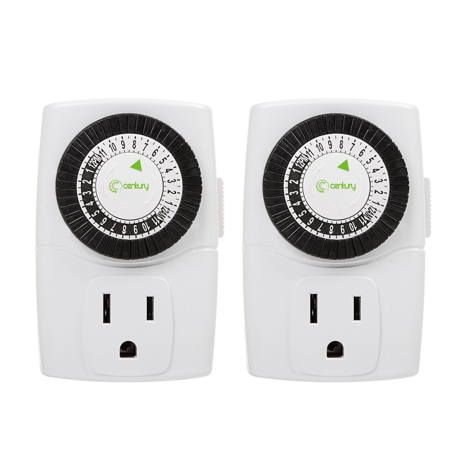 Century Indoor 24-Hour Mechanical Outlet Timer, 3 Prong, 2-Pack by Century Product
