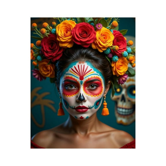 Paint By Numbers Kit for Adults Beginner - Dia De Los Muertos Face Paint DIY Canvas Painting Kits for Adults, Frameless Paint By Number for Adults for Home Wall Decor 16x20 Inch
