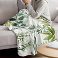 thumbnail image 3 of Green Leaves Blanket Soft Cozy Warm Throw Blanket for Couch, Plush Fuzzy Flannel Fleece Blankets for Sofa, Summer Botanical Farmhouse Watercolor Leaf Bed Blankets Lightweight Gifts for Women, 40"x50", 3 of 9