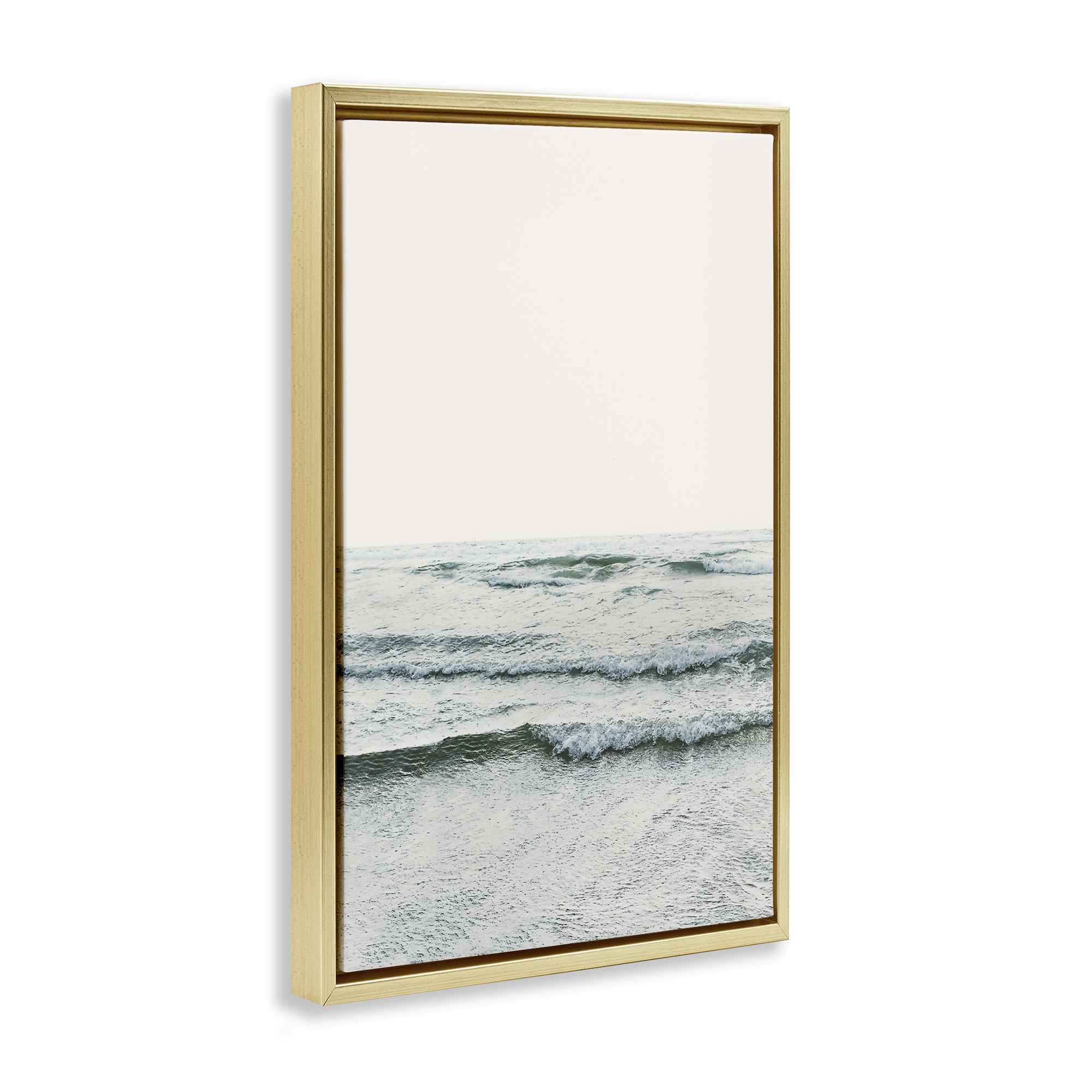 Stupell Industries Rippling Ocean Tide Nautical & Beach Photography Gold Floater Framed Canvas Art Print Wall Art, 21 x 31