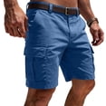 thumbnail image 3 of Cargo Shorts for Men Relaxed fit Elastic Waist Athletic Work Shorts Summer Lightweight Hiking Shorts Multi Pockets,L,#03 Dark Blue, 3 of 6