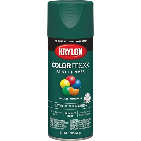 Krylon 12 Oz Hunter Green Indoor and Outdoor Spray Paint Satin [Set of 6] — Interior & Exterior Use, Professional Finish