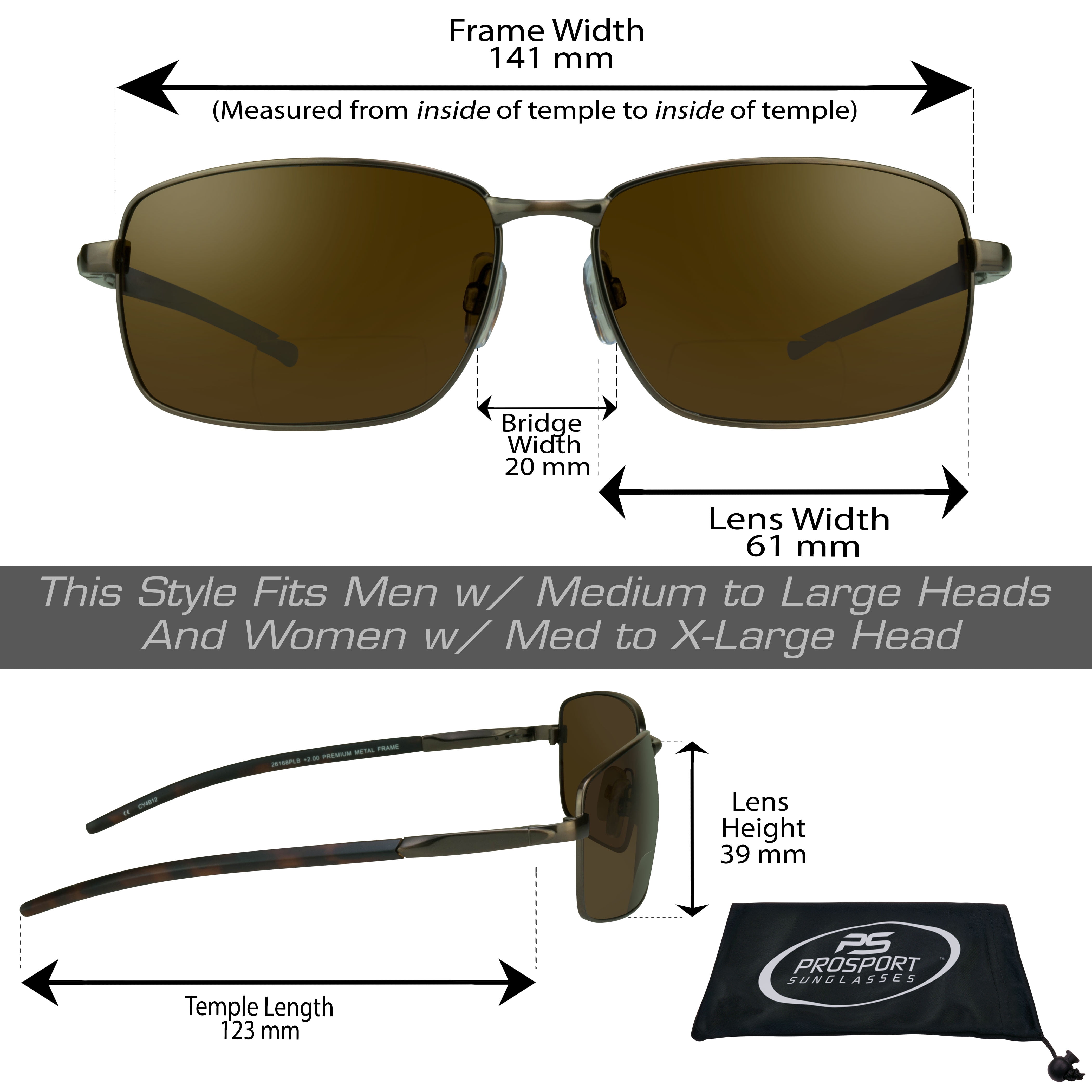 proSPORT Polarized Bifocal Sunglass Reader Aviator Anti-Glare Brown Men Women