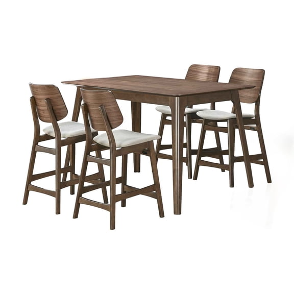 New Classic Furniture Oscar 5-piece Wood Counter Dining Set in Walnut