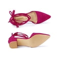 thumbnail image 4 of BLISSFUL STEP Women Pointed Toe Block Heels Lace Up Pumps Hot Pink 6, 4 of 7