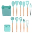 thumbnail image 4 of Juego de cuchara y espátula, utensilios de cocina de silicona de 13 piezas, utensilios con mango de madera, utensilios de cocina de silicona, diseño exquisito, 4 of 8
