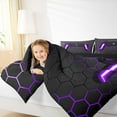 thumbnail image 4 of Manfei Neon Gamepad Bedding Comforter Set,Modern Geometric Honeycomb Twin Comforter Sets,Purple Black Bedding Set For Boys Kids,Super Cozy Bedroom Decor Reversible,2-Piece, 4 of 8