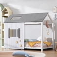 thumbnail image 1 of Play bed house bed 200x90, tablón artesanal envejecido, cama juvenil con diseño de bloques de colores con techo y ventana, protección contra caídas, cama infantil de madera para niños y niñas de madera maciza con somier de listones, gris y blanco esquí esquí Gafas de esquí, 1 of 5