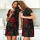 thumbnail image 4 of Fotbe Roses Bata de Dormir para Mujer con Estampado, Camisón de Algodón de Manga Corta, Ropa de Dormir Casual, 4 of 6