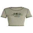 thumbnail image 1 of T-Shirts à Imprimé Ange pour Femmes à Manches Courtes, Col Contrastant, Courts, 1 of 9